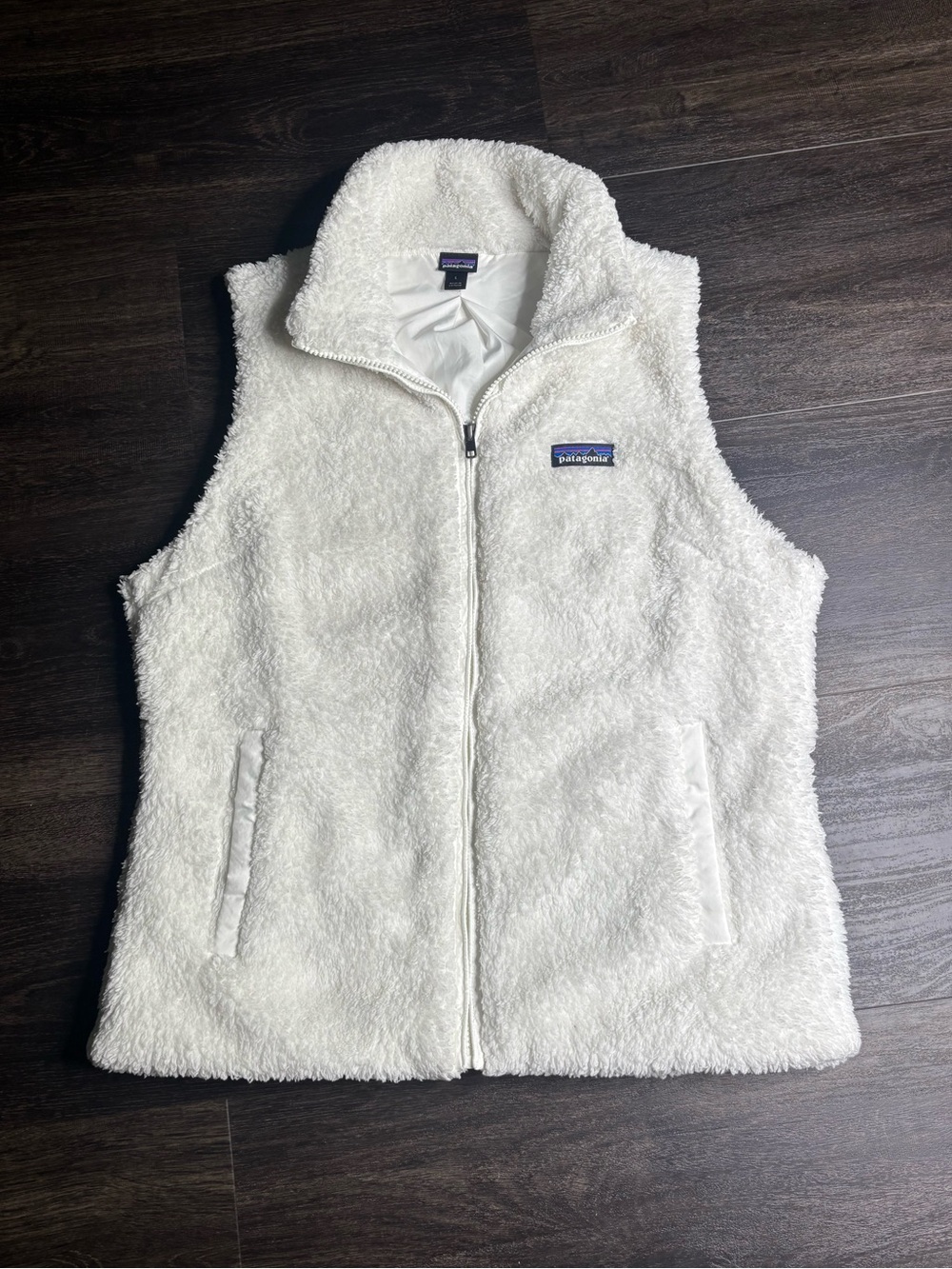 Patagonia Women's Los Gatos Fleece Vest Full Zip Deep Pile White Size L